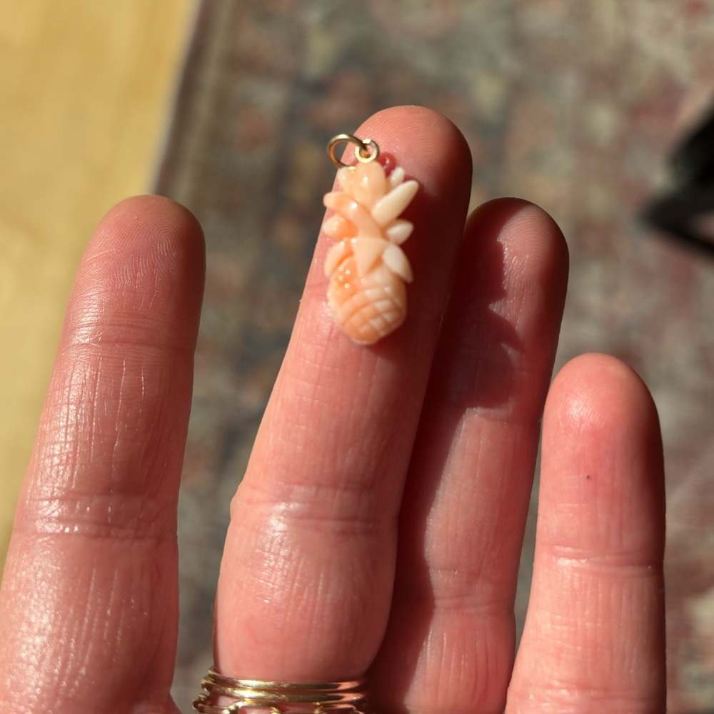 Hawaii Coral Pineapple Charm Pendant